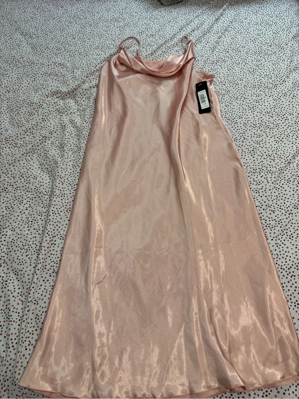 bebe Pink Satin Cowl Slip Dress